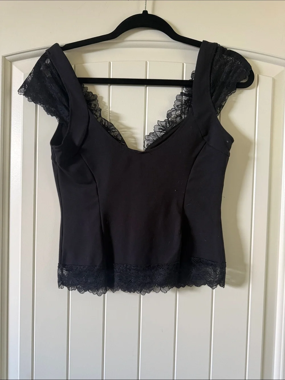 Free People Black Lace Trim Corset-Style Tank